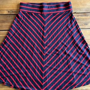 Ann Taylor Size Small Navy & Red Striped Skirt EUC